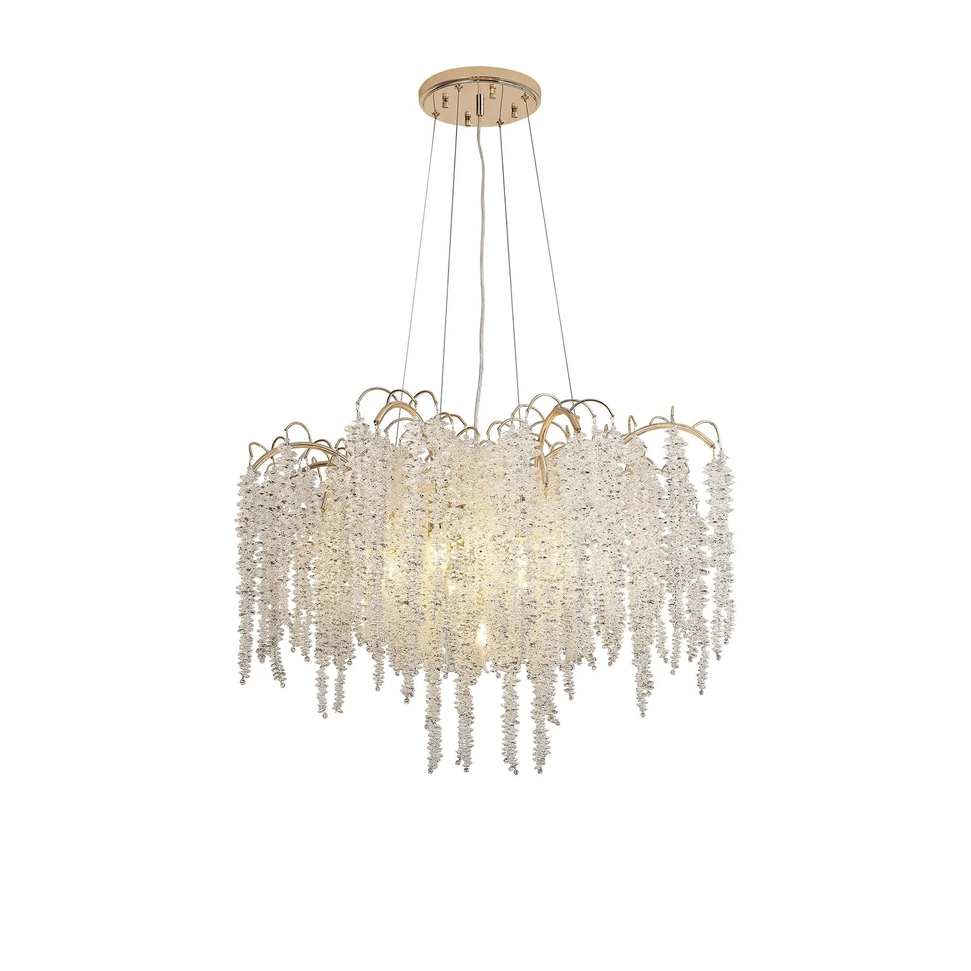 Diyas IL32857 Wisteria Round Pendant 9 Light E14 French Gold / Crystal