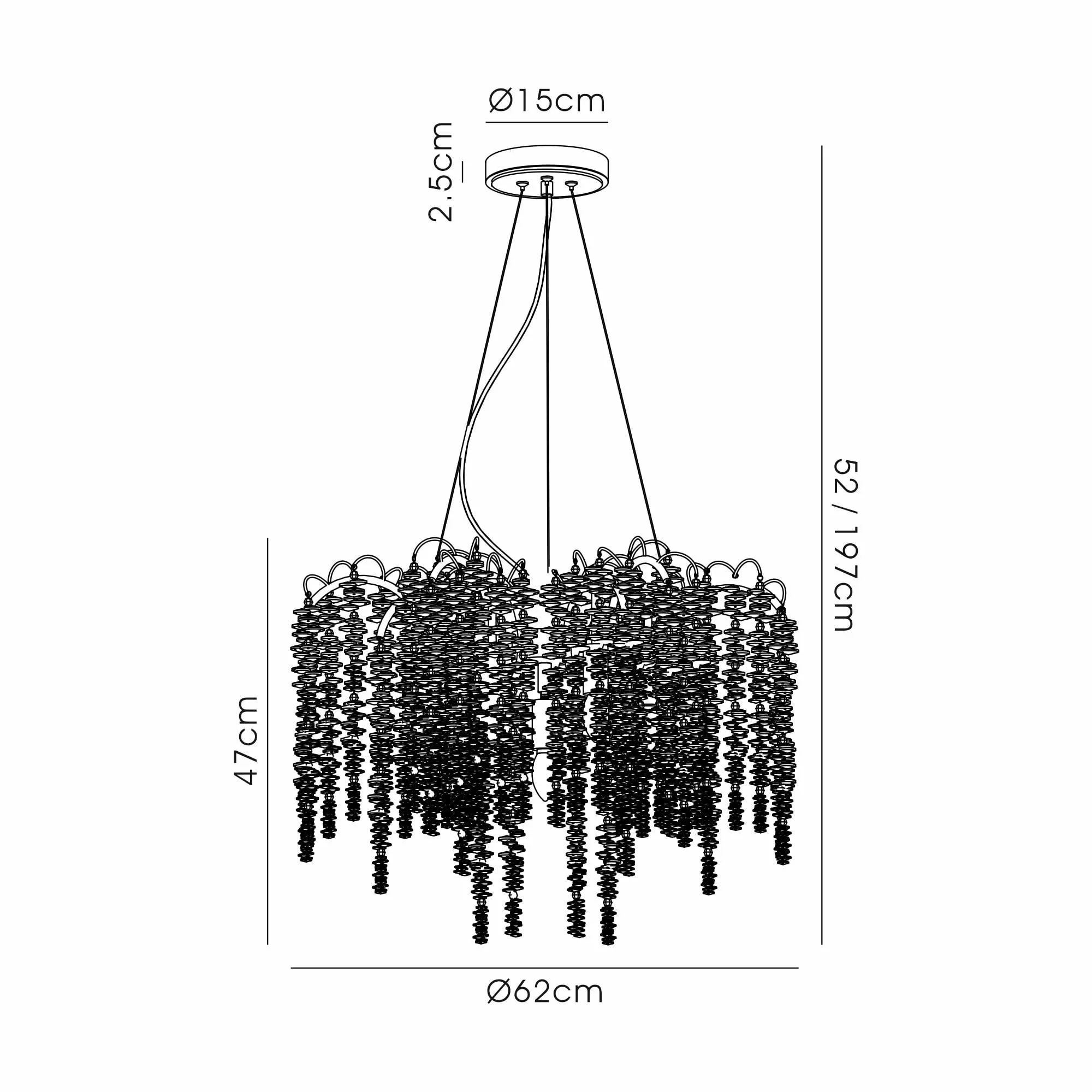 Diyas IL32882 Wisteria Round Pendant 7 Light E14 Polished Nickel / Crystal