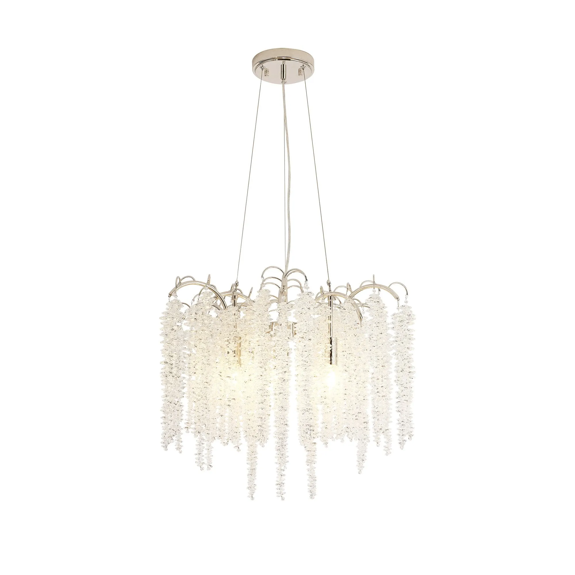 Diyas IL32882 Wisteria Round Pendant 7 Light E14 Polished Nickel / Crystal