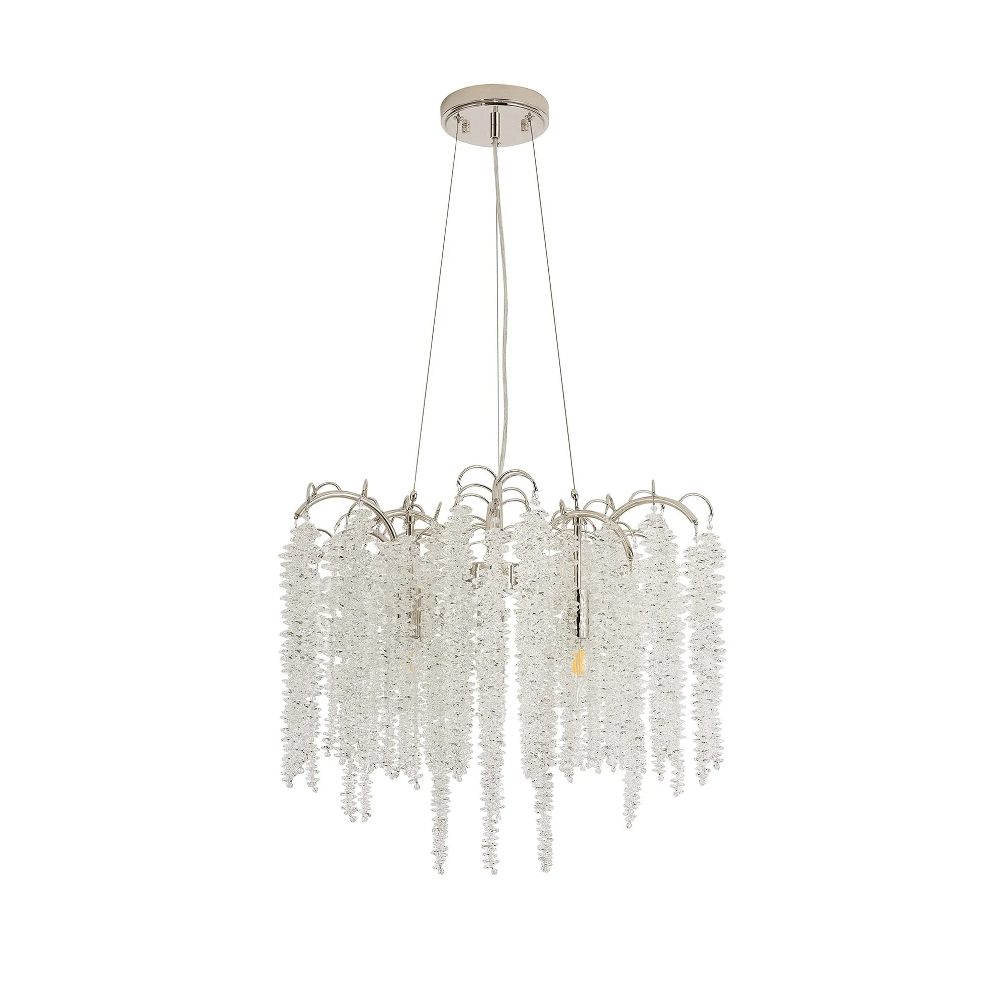 Diyas IL32882 Wisteria Round Pendant 7 Light E14 Polished Nickel / Crystal