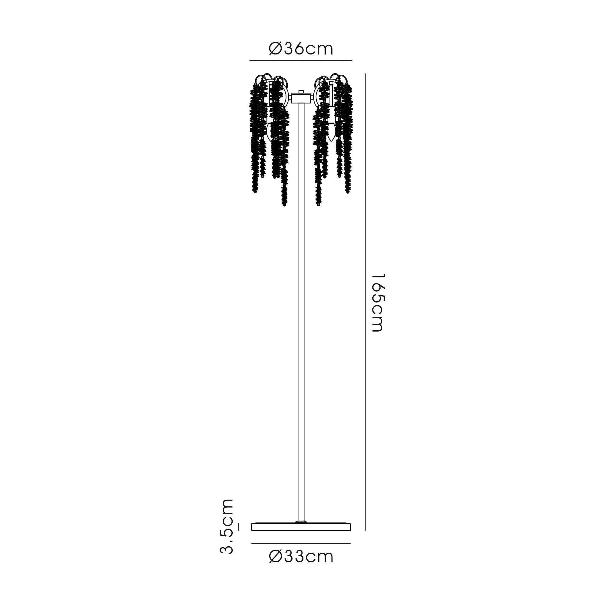 Diyas IL32905 Wisteria Floor Lamp 4 Light E14 Polished Nickel / Crystal