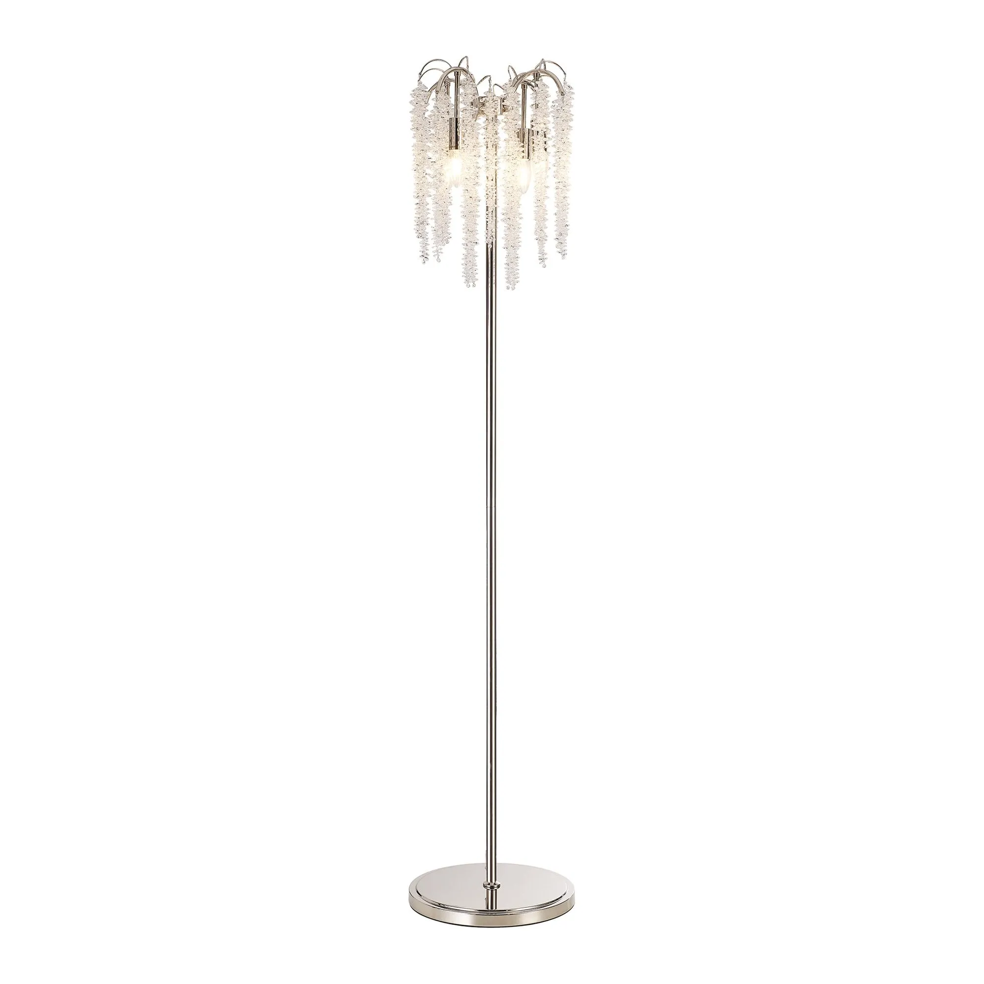 Diyas IL32905 Wisteria Floor Lamp 4 Light E14 Polished Nickel / Crystal