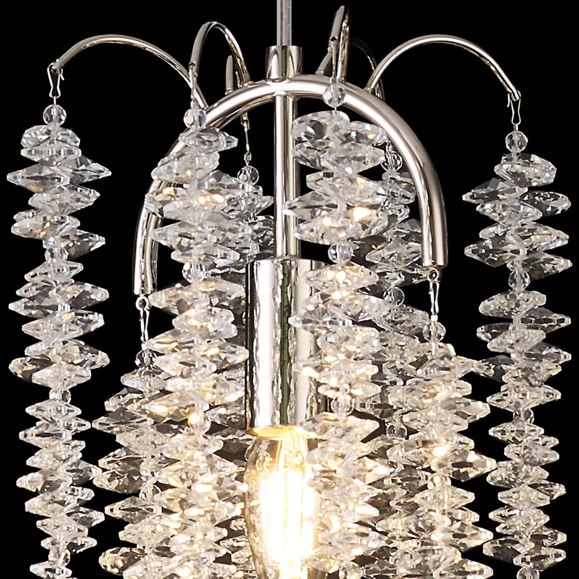 Diyas IL32906 Wisteria Round Pendant 1 Light E14 Polished Nickel / Crystal