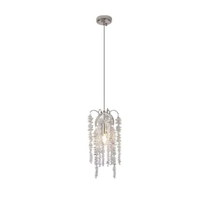 Diyas IL32906 Wisteria Round Pendant 1 Light E14 Polished Nickel / Crystal