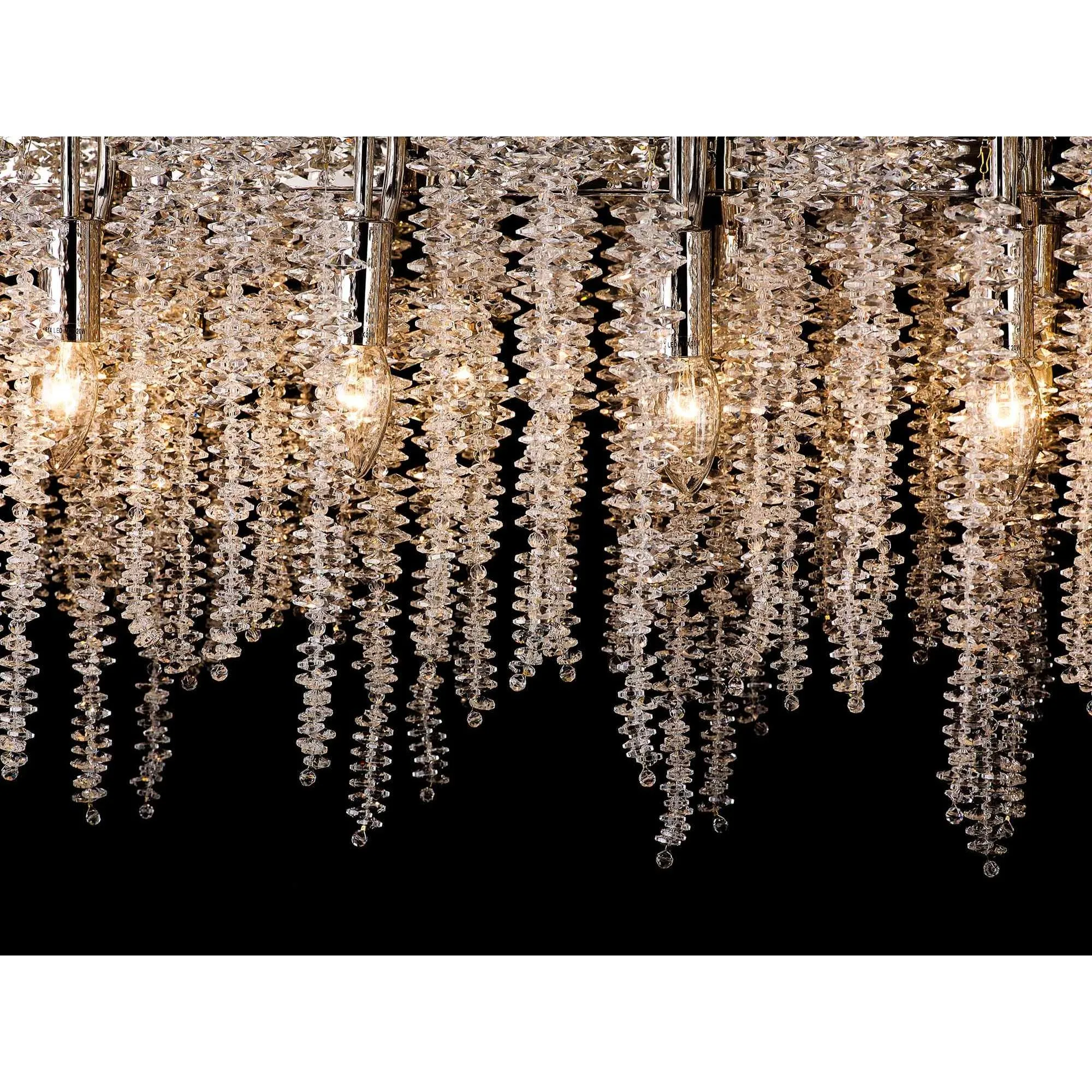 Diyas IL32907 Wisteria Oval Pendant 16 Light E14 Polished Nickel / Crystal