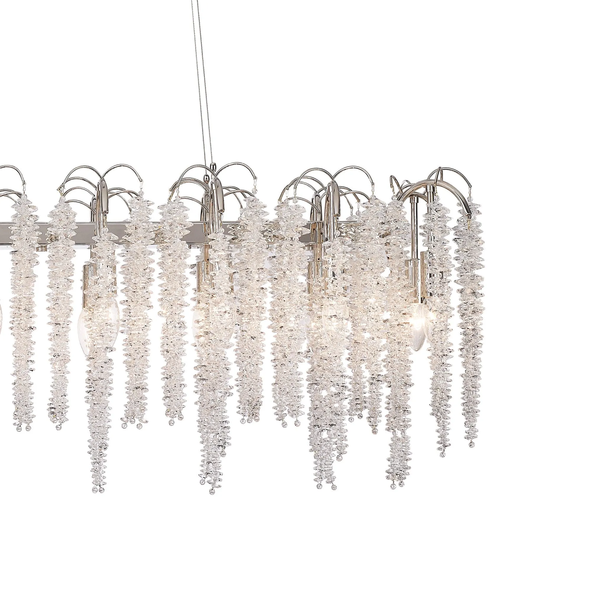 Diyas IL32907 Wisteria Oval Pendant 16 Light E14 Polished Nickel / Crystal