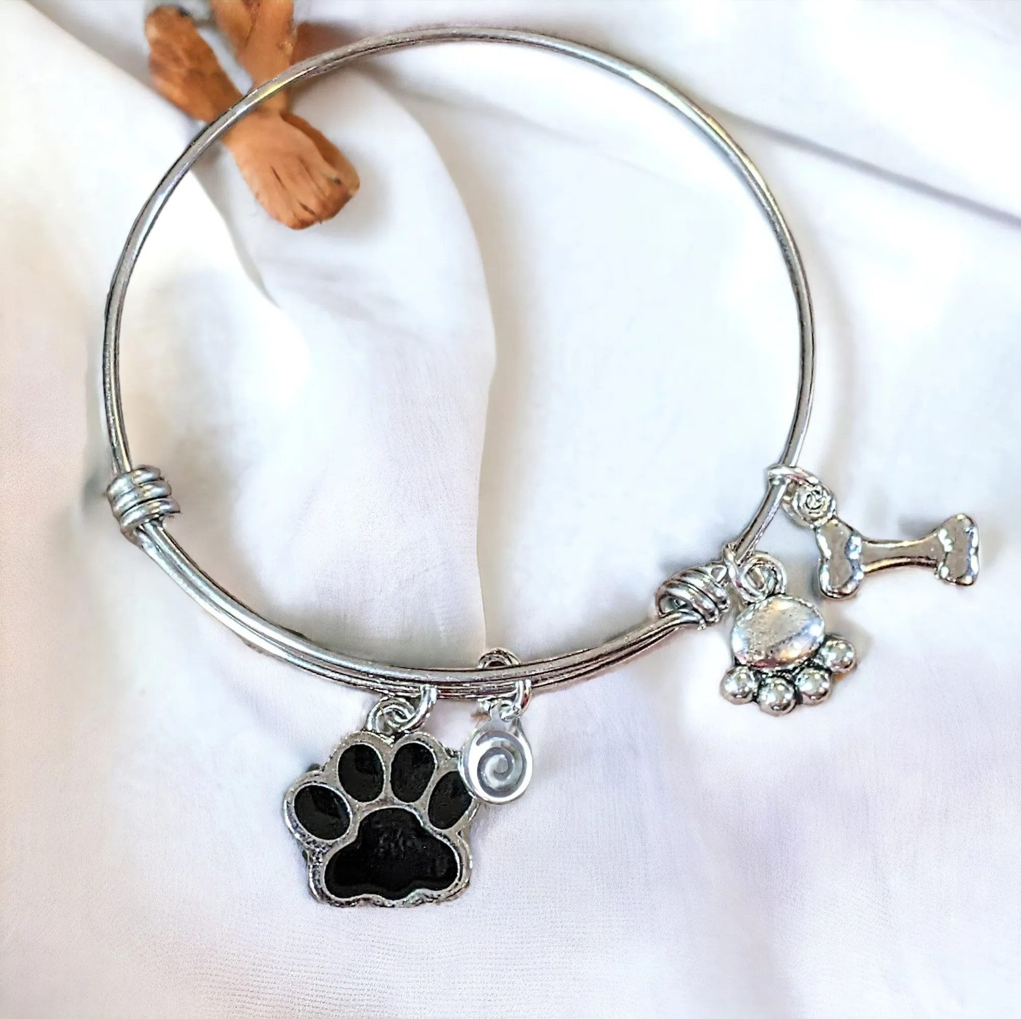 Dog Lover's Bracelet,  ADJUSTABLE Wire Charm BANGLE