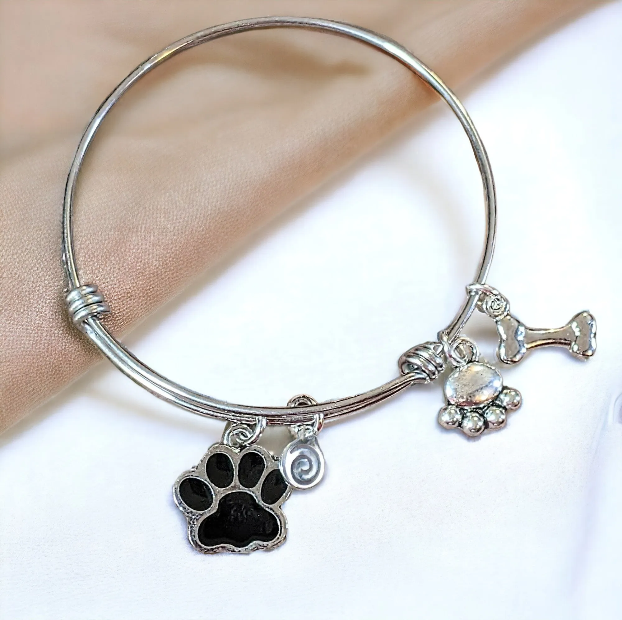 Dog Lover's Bracelet,  ADJUSTABLE Wire Charm BANGLE