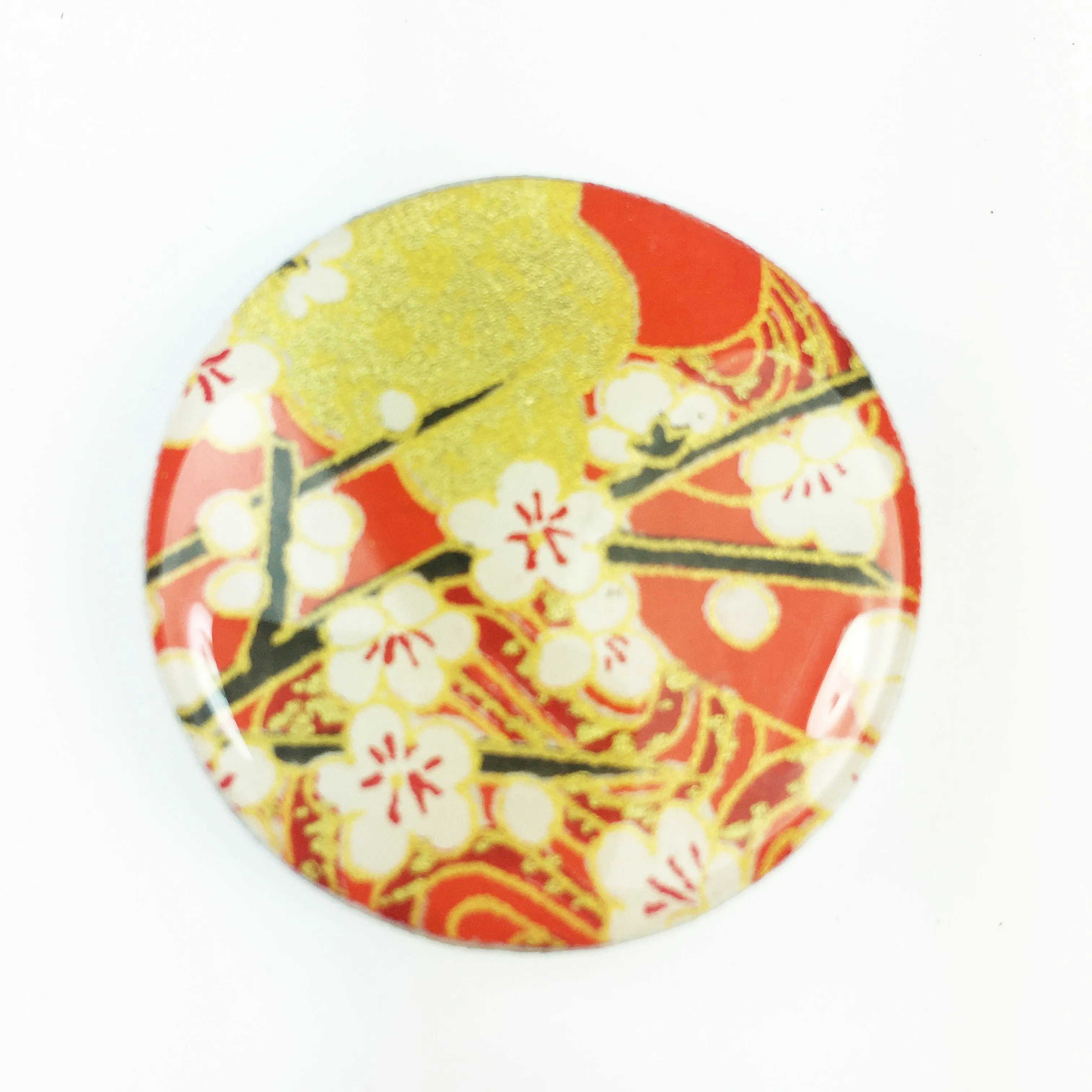 Draughts Piece Brooch - Chiyo Red