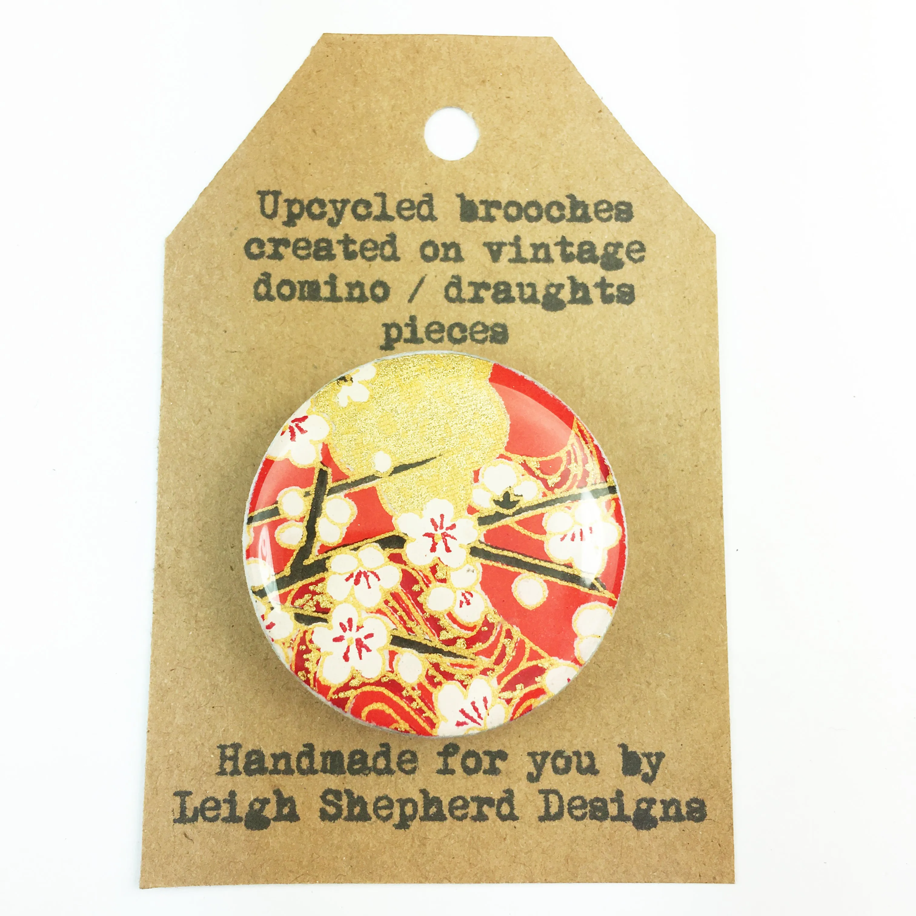 Draughts Piece Brooch - Chiyo Red