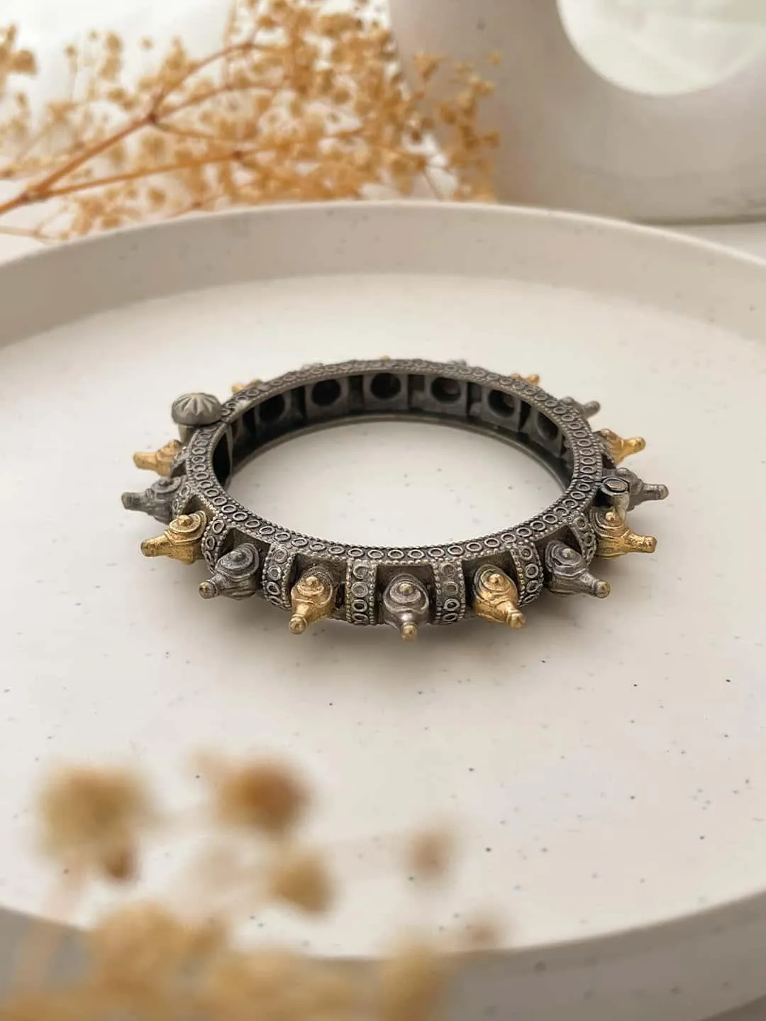 Dual Tone Antique Openable Bangle