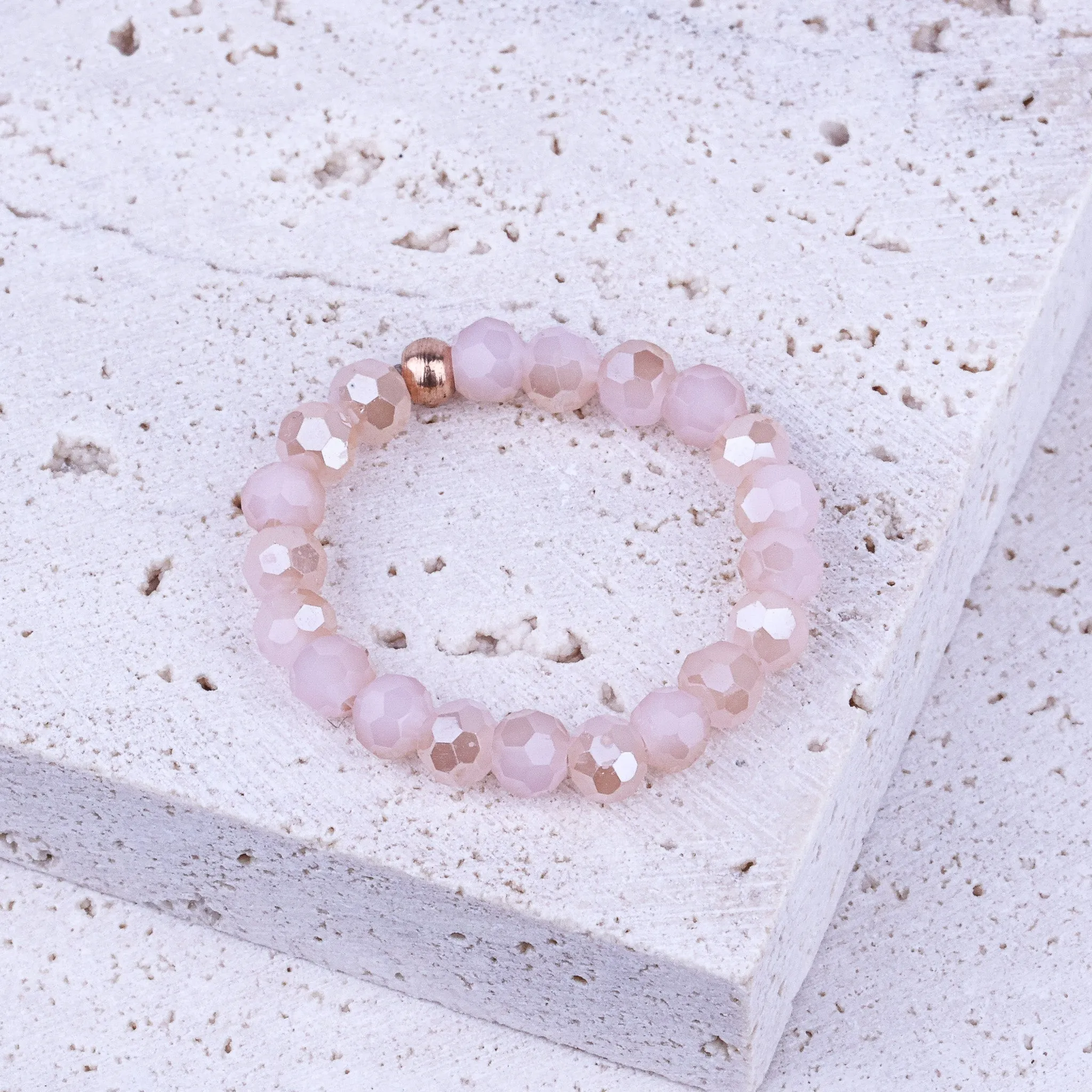 EARTHSTONE STRETCH RING - PINK JADE CRYSTAL