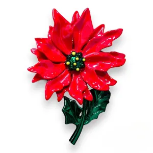 Enamel Poinsettia Statement Brooch by Lipstick & Chrome