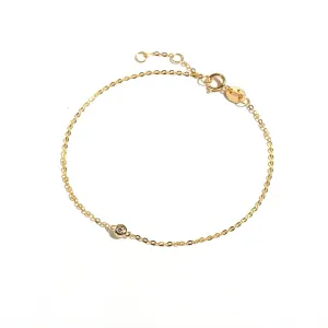 FANCIME One Diamond Minimalist 18K Solid Gold Bracelet