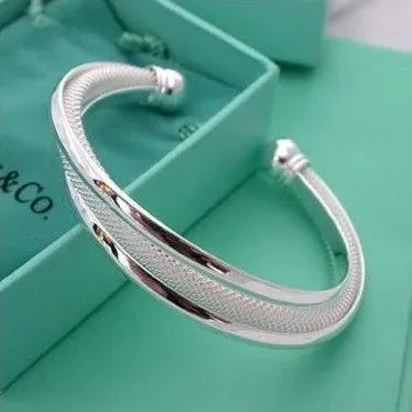 Fashion Jewelry Elegant Silver Plated Bangles Cuff Bracelets High Quality