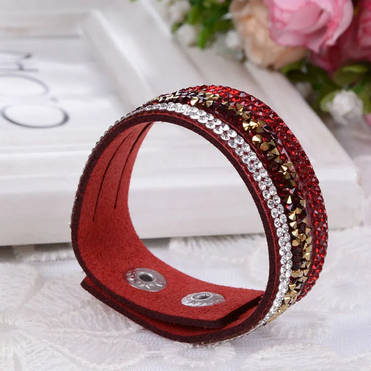 Fashion Lap Layer Wrap Bracelets Slake Leather Bracelet for women With Crystals Couple Jewelry