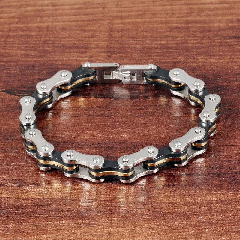 Fashion Men's Jewelry Stainless Steel Silicone Bracelet Biker Bicycle Motorcycle Chain Man Bracelets & Bangle Accessories