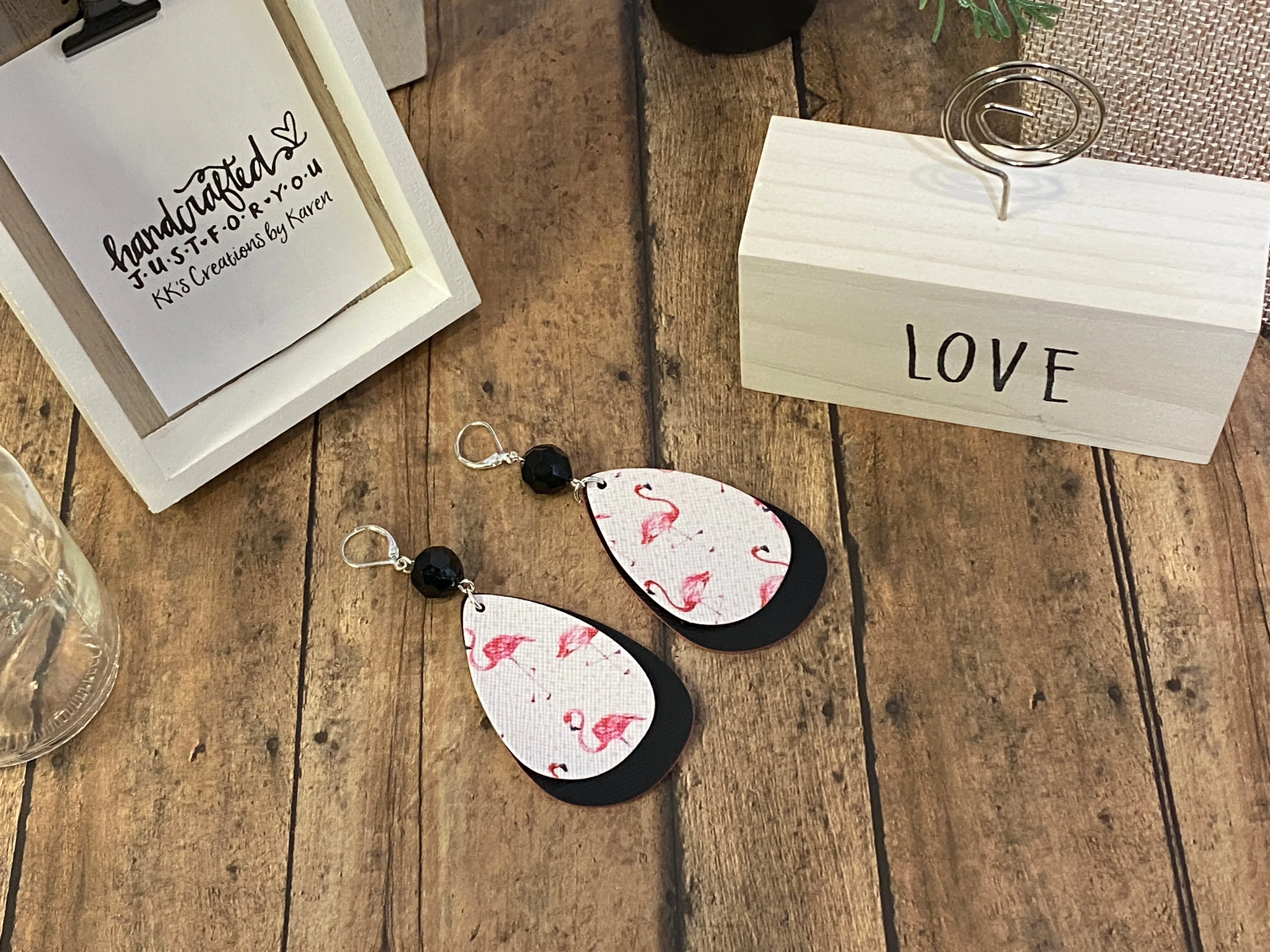 FAUX Leather Flamingo Earrings (EA0051)