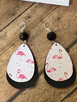 FAUX Leather Flamingo Earrings (EA0051)