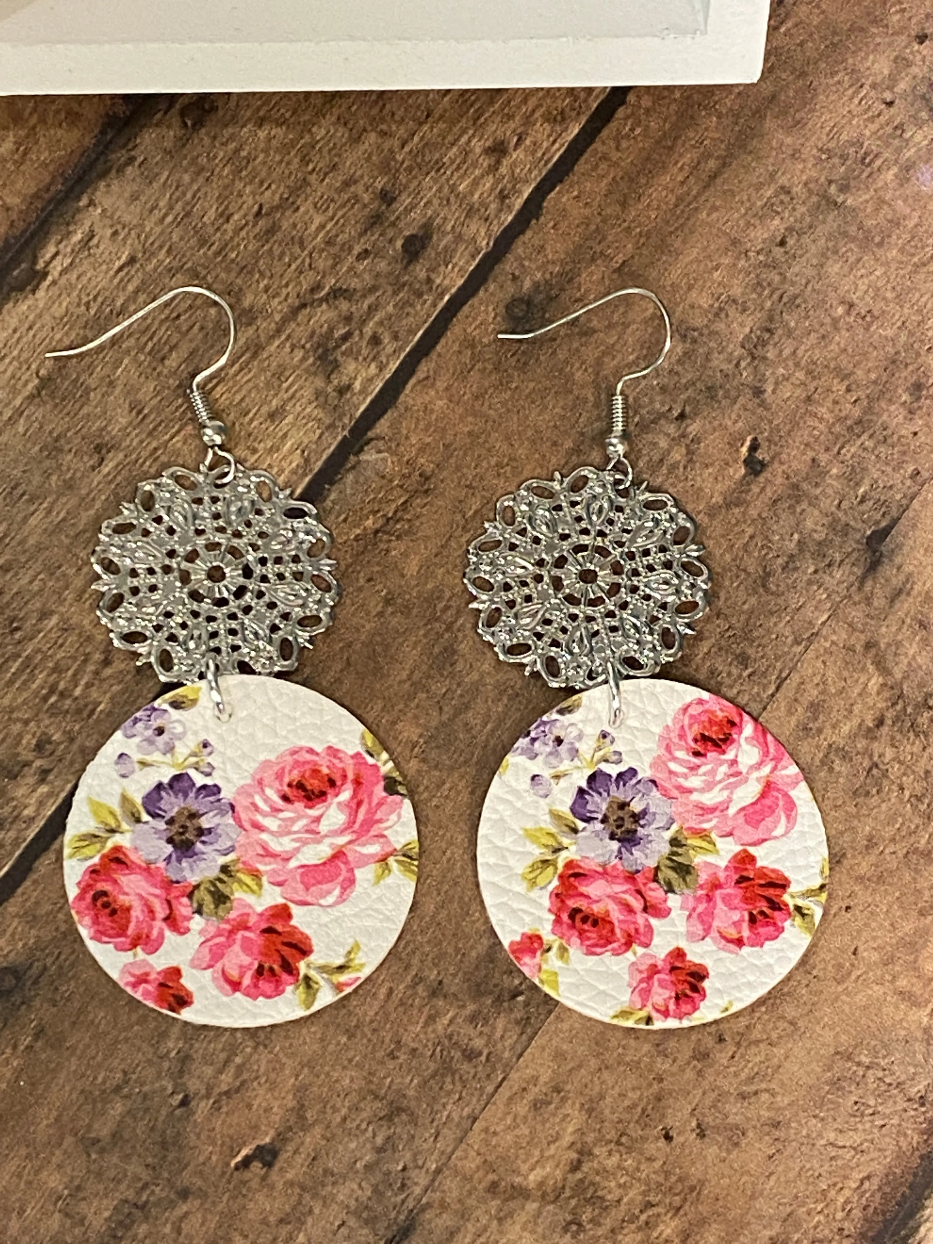 FAUX Leather Floral Earrings (EA0031)