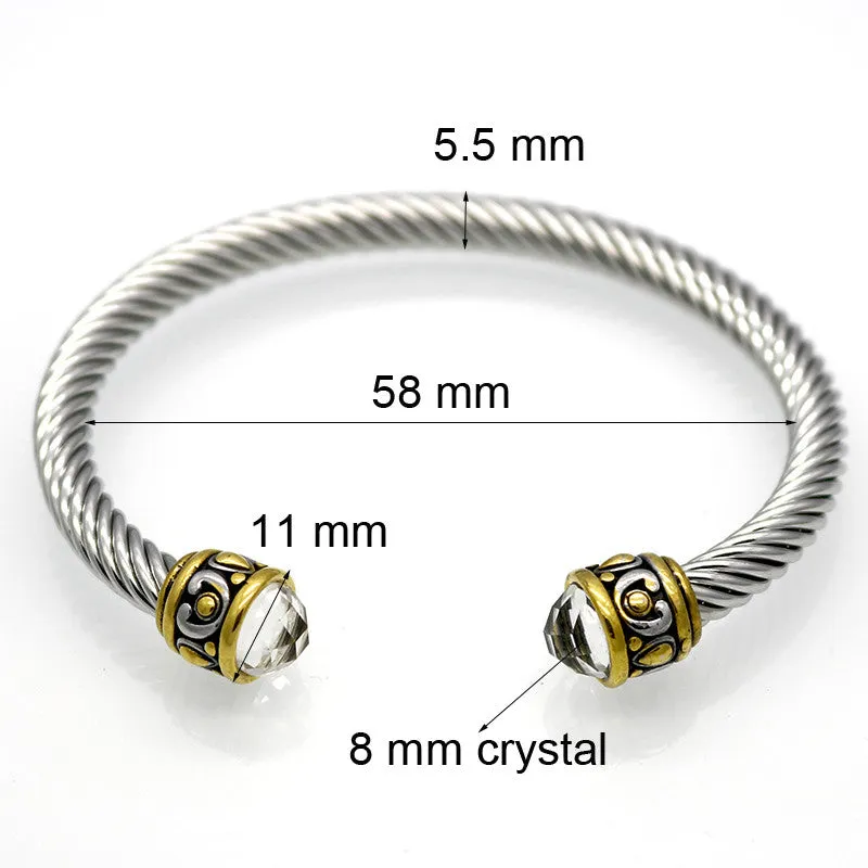 Flashy Diamante Bracelet For Women Stainless Steel Bangles Silver / 18K Gold Fashion Charm Crystal Bijoux Fine Jewelry