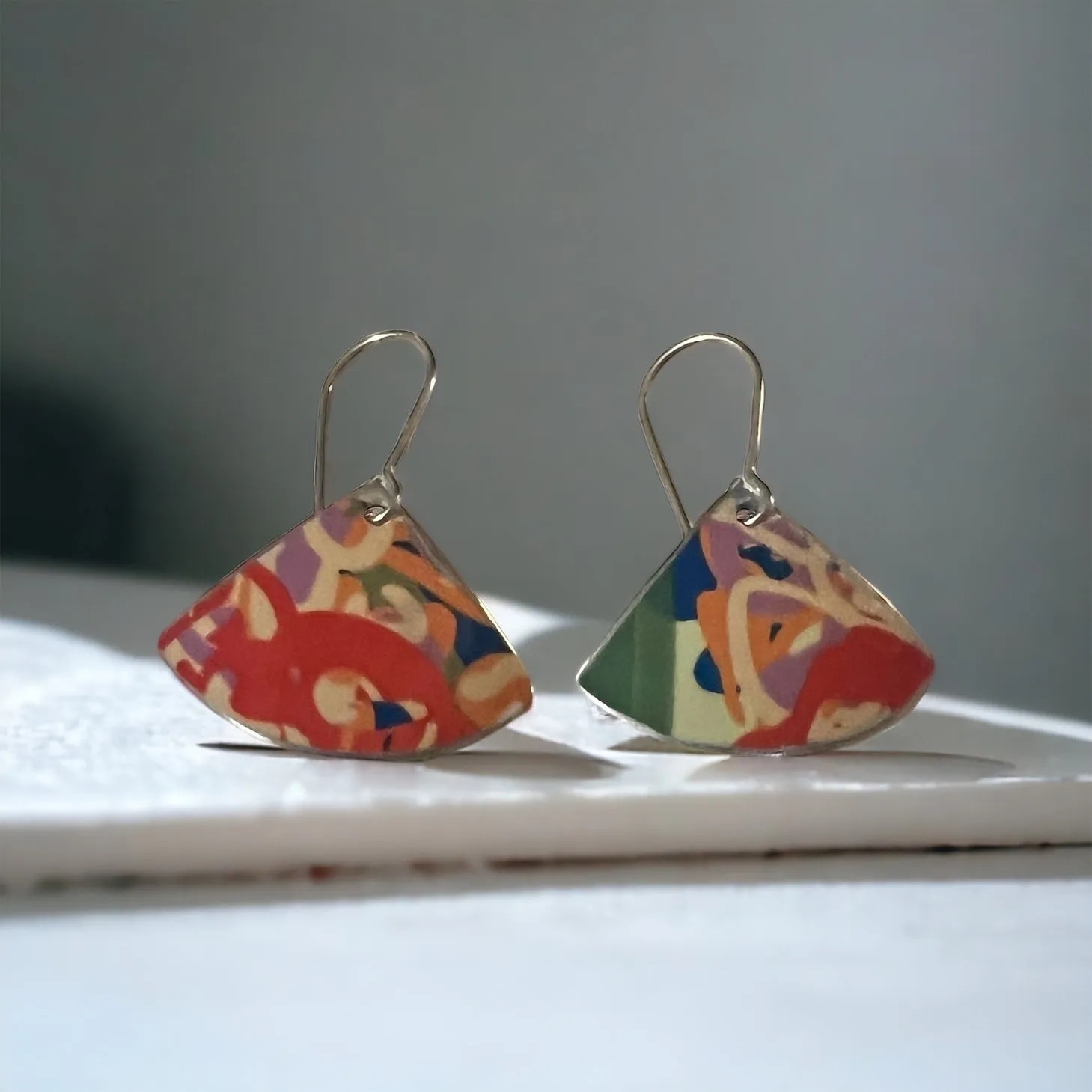 Floral-mix fan earrings