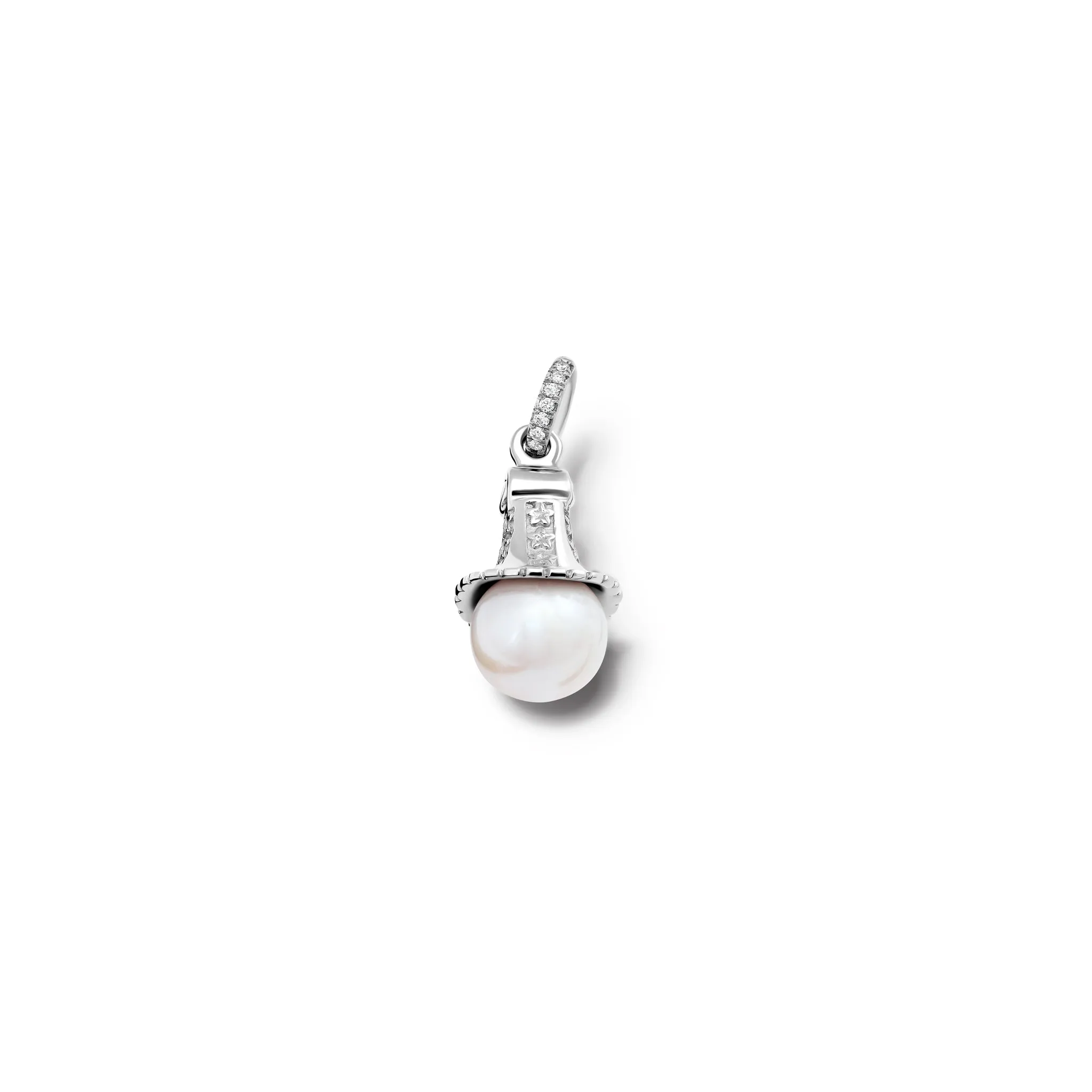 Fouquet Necklace Pendant White Gold - Diamond Pavé & Pearl