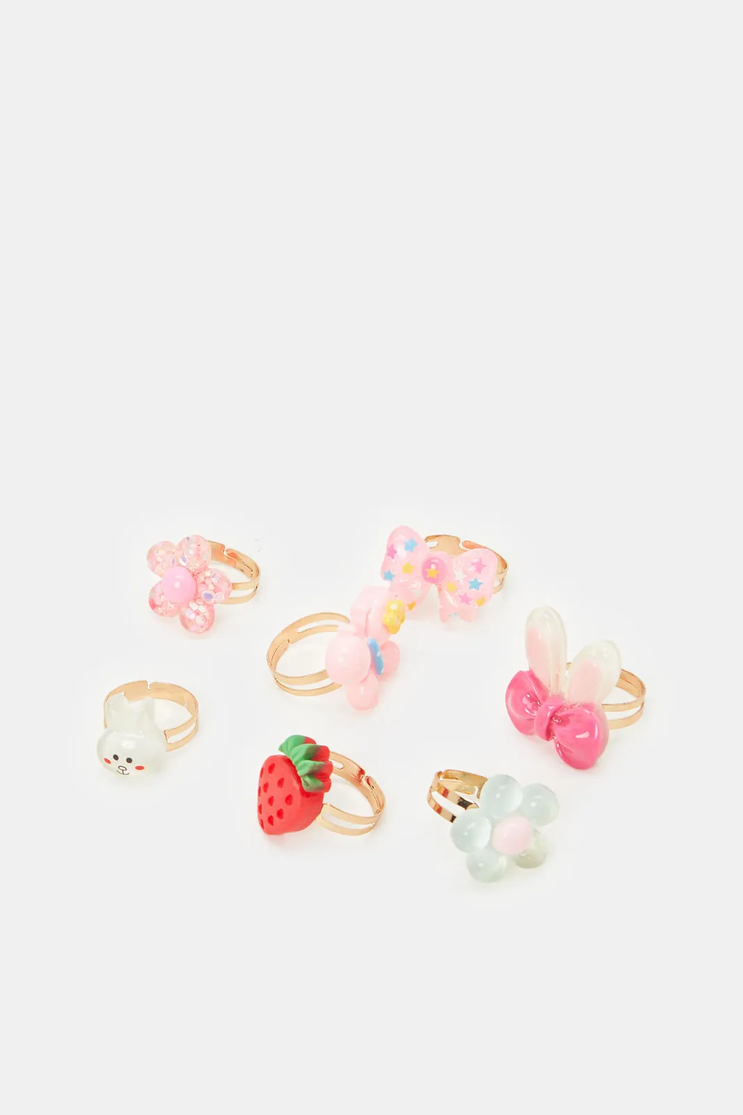 Girls Assorted Embellished Ring Set (Pack of 7)