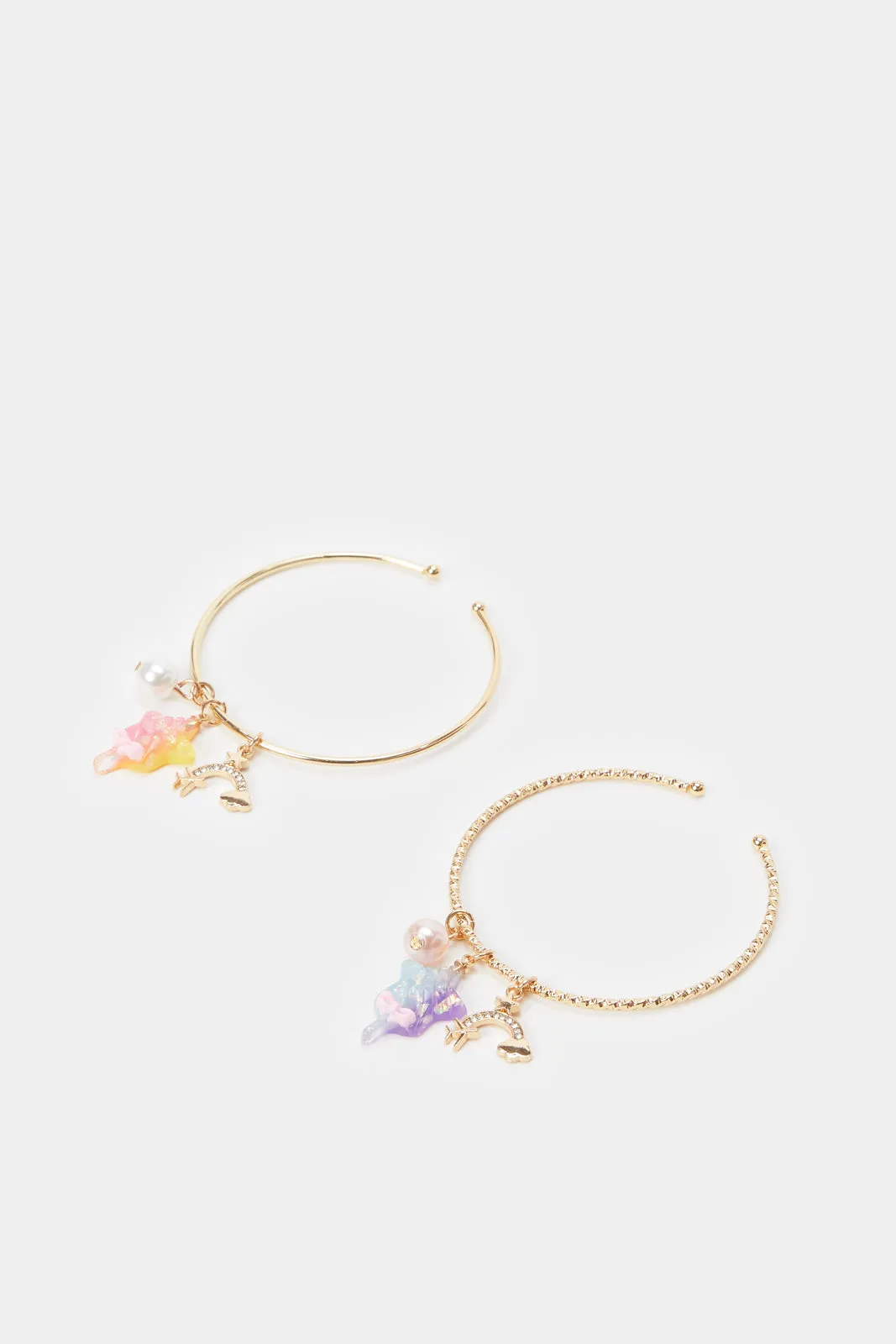 Girls Gold Embellished Bracelet Set (2 Piece)