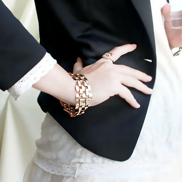 Gold Color Alloy Hollow Out Punk Bracelet And Bangles Fashion Jewelry Men And Women