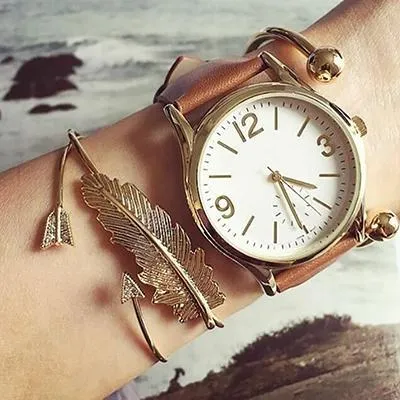 Gold color Women Fashion Punk Bracelet Simple Double Knot Loop Metal Chain Bracelets Bohemian Retro Jewelry Accessories Bangles