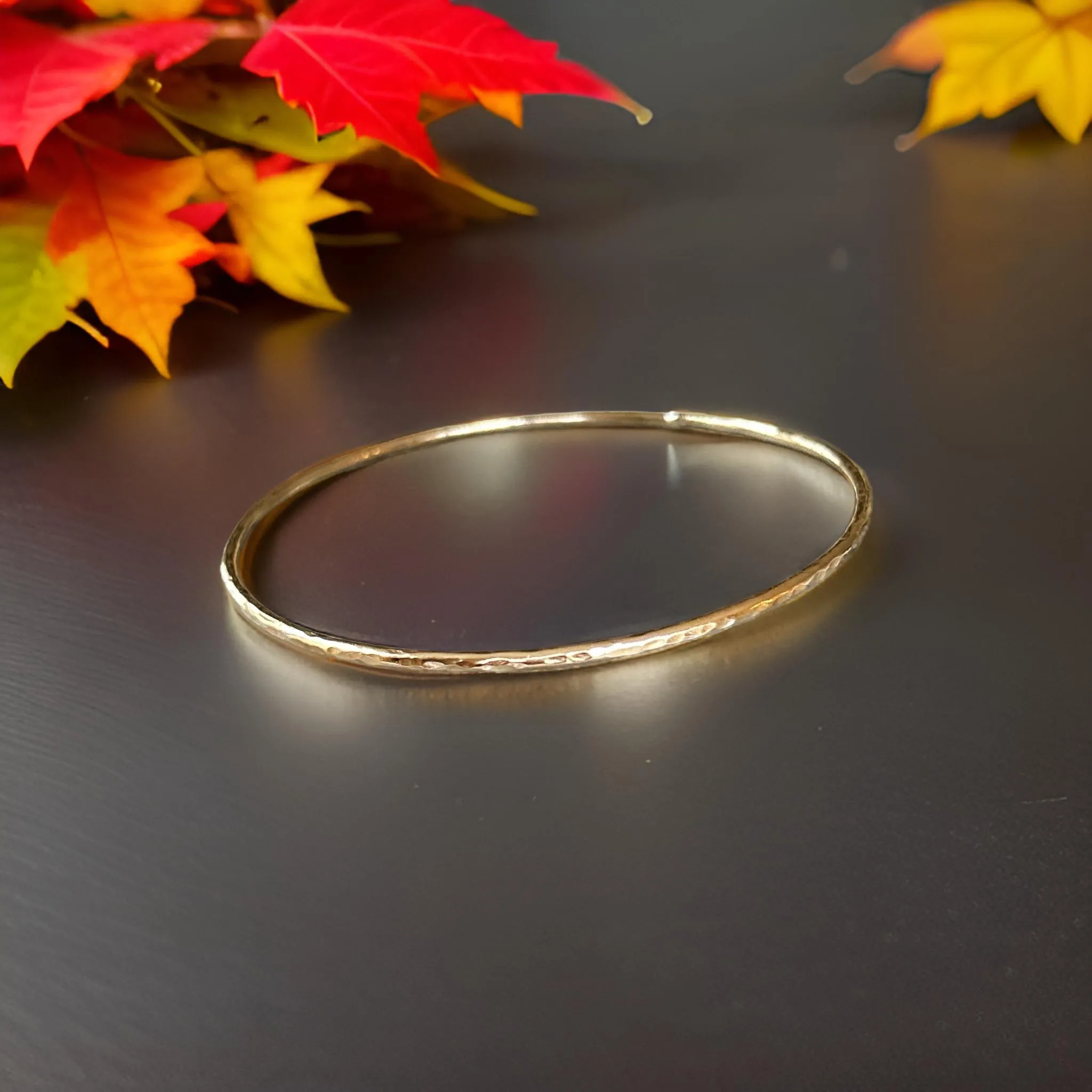 Gold Textured Minimalist Bangle