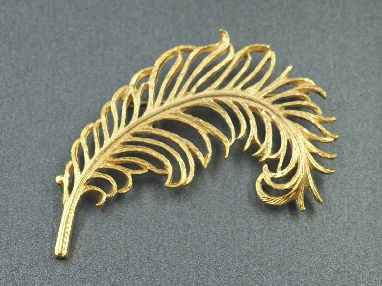 Gold Toned Feather Brooch - Emma Page