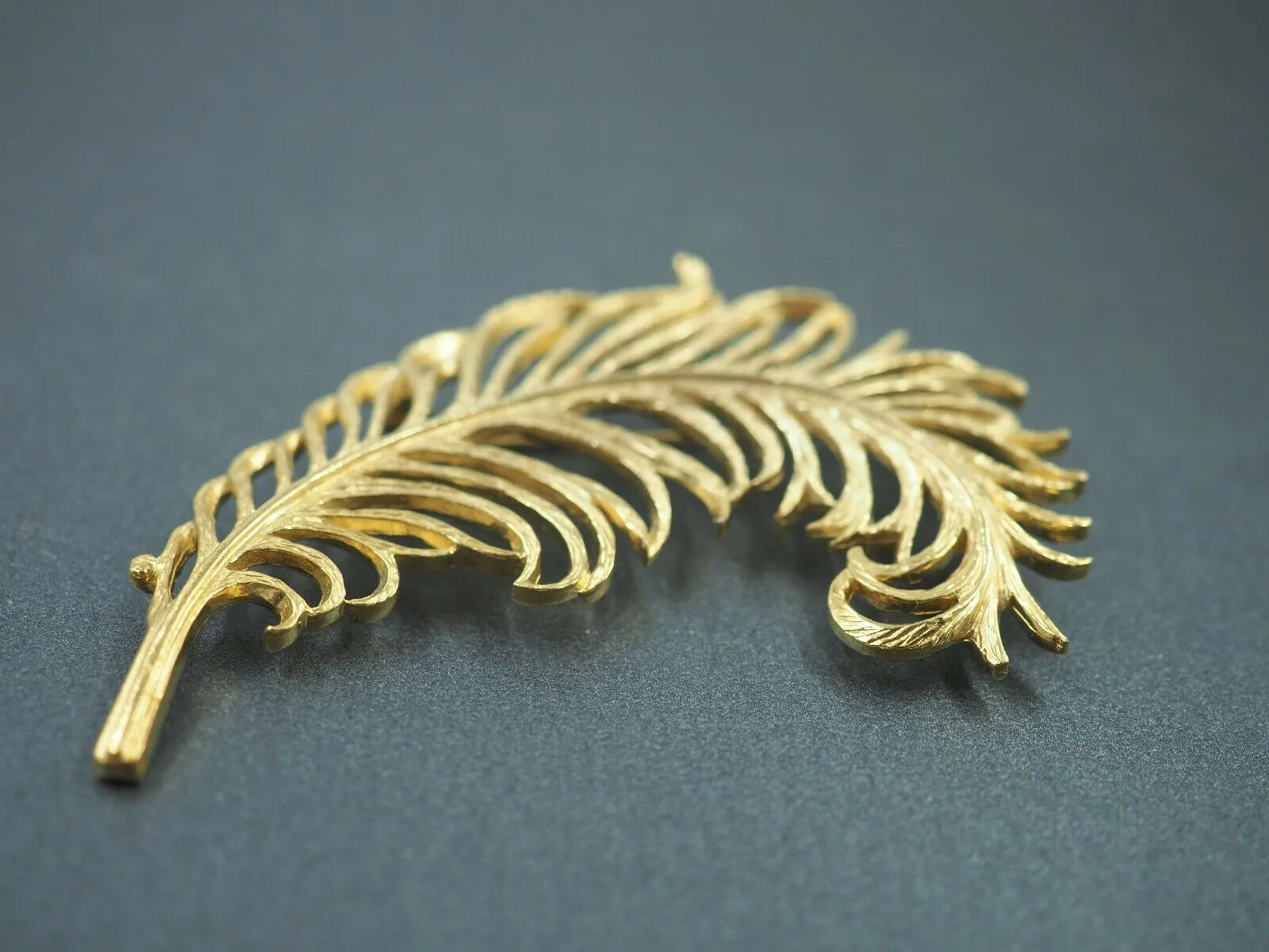 Gold Toned Feather Brooch - Emma Page