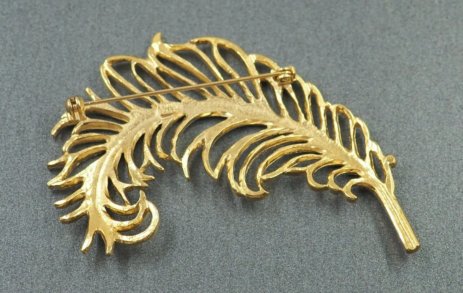 Gold Toned Feather Brooch - Emma Page