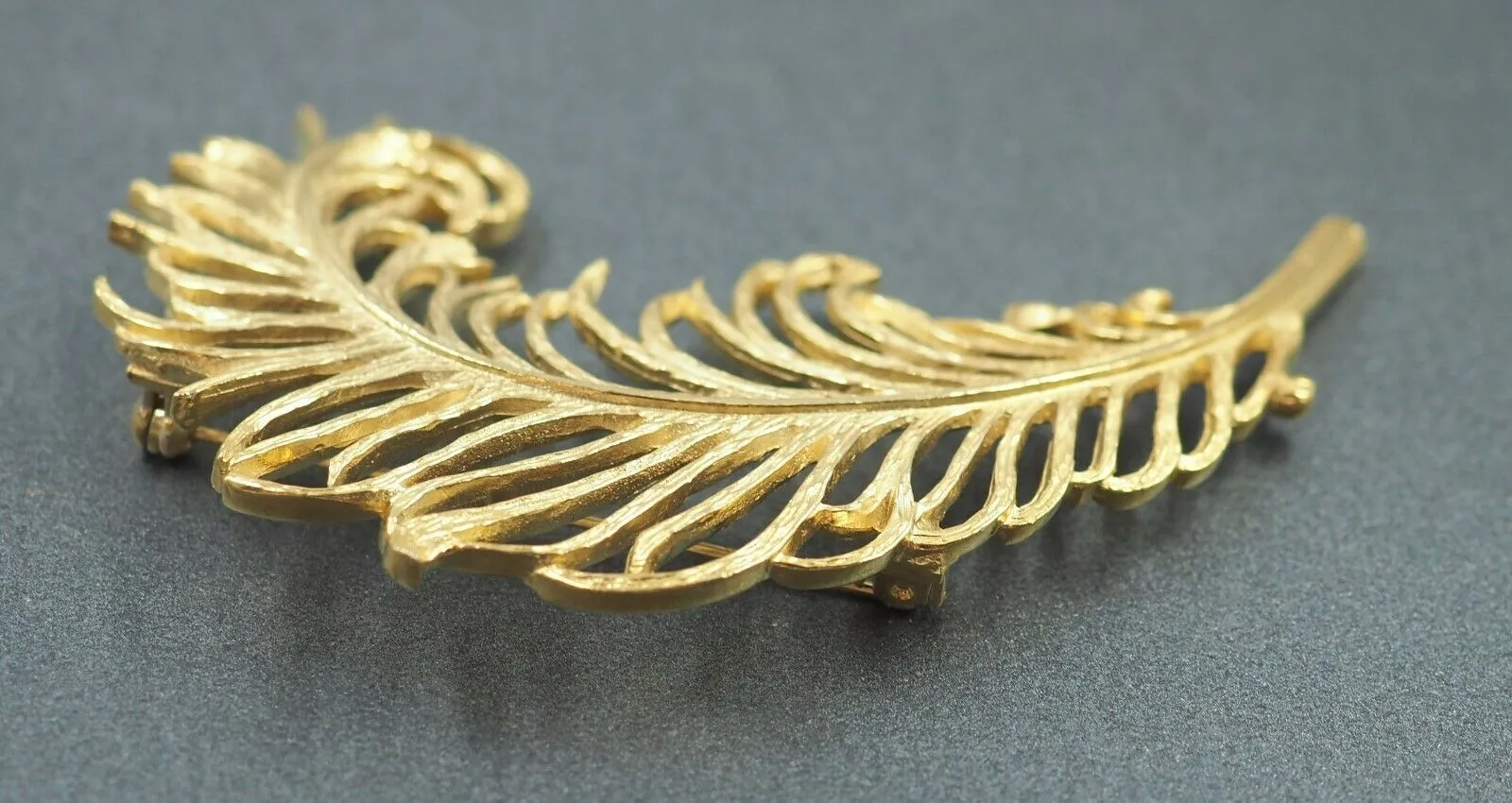 Gold Toned Feather Brooch - Emma Page