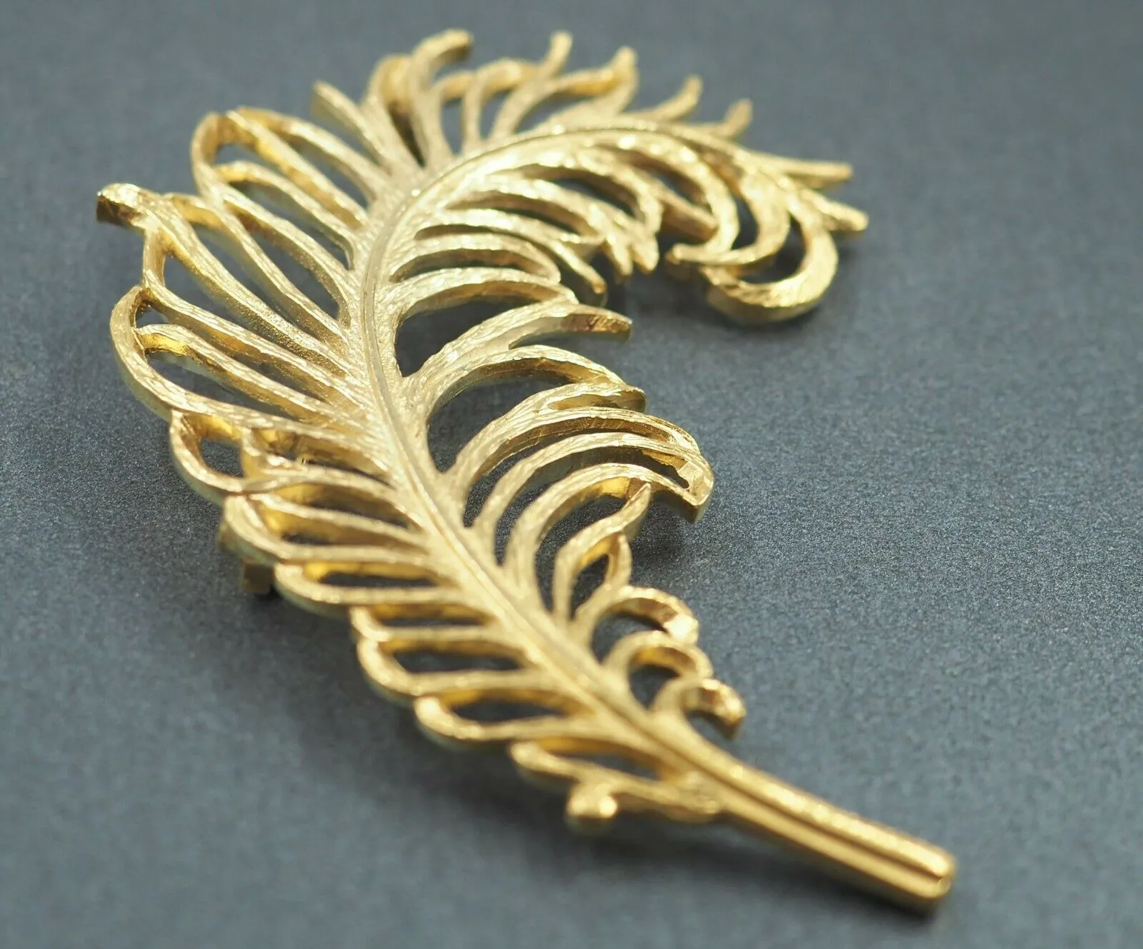 Gold Toned Feather Brooch - Emma Page