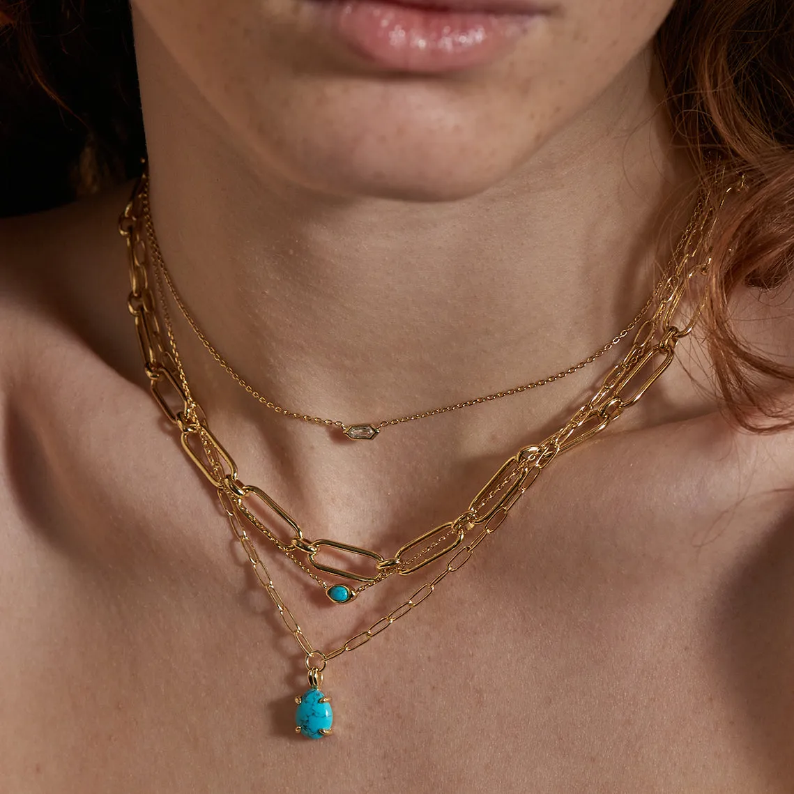 Gold Turquoise Wave Necklace