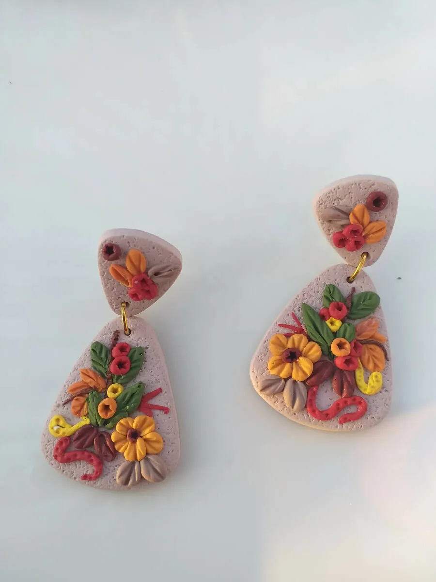 Handmade by Mona Handmade Polymer Clay Earrings 4.5 cm