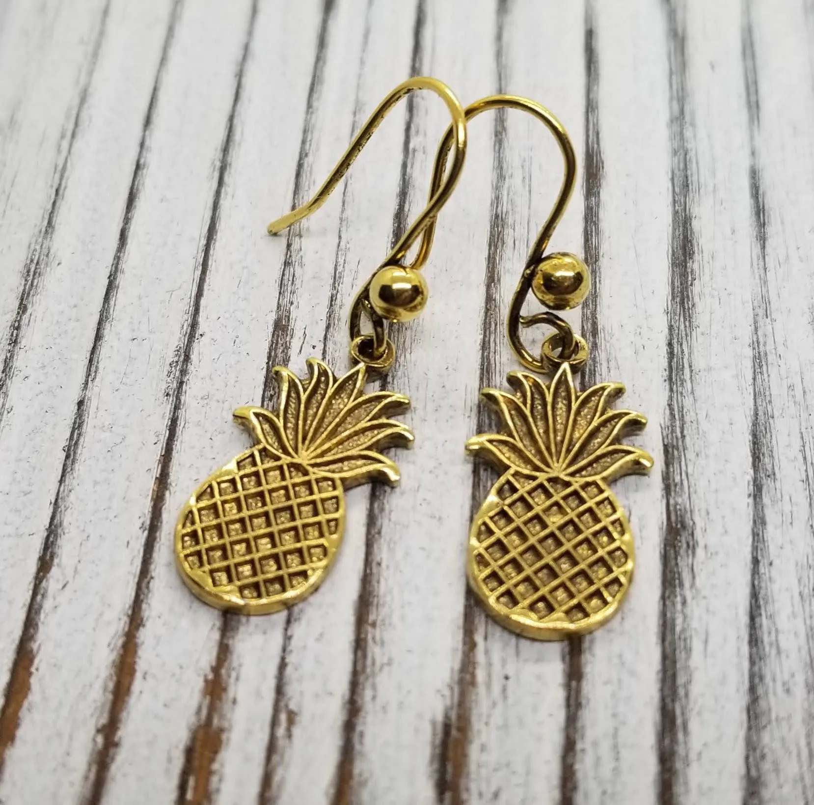 Handmade Golden Pineapple Earrings