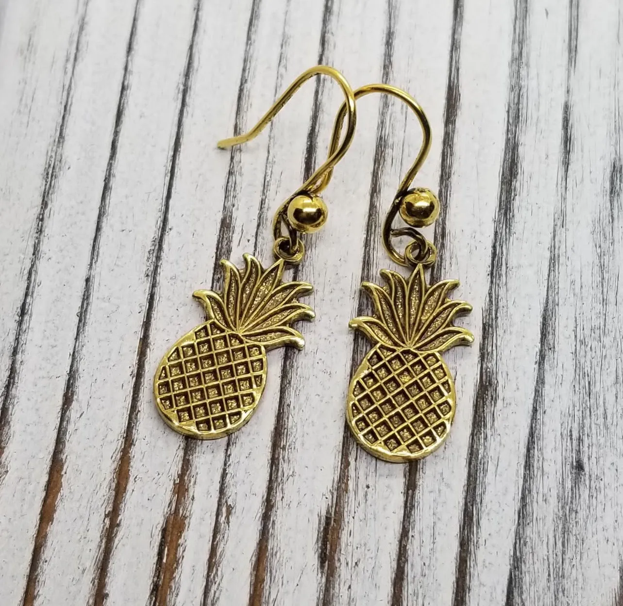 Handmade Golden Pineapple Earrings