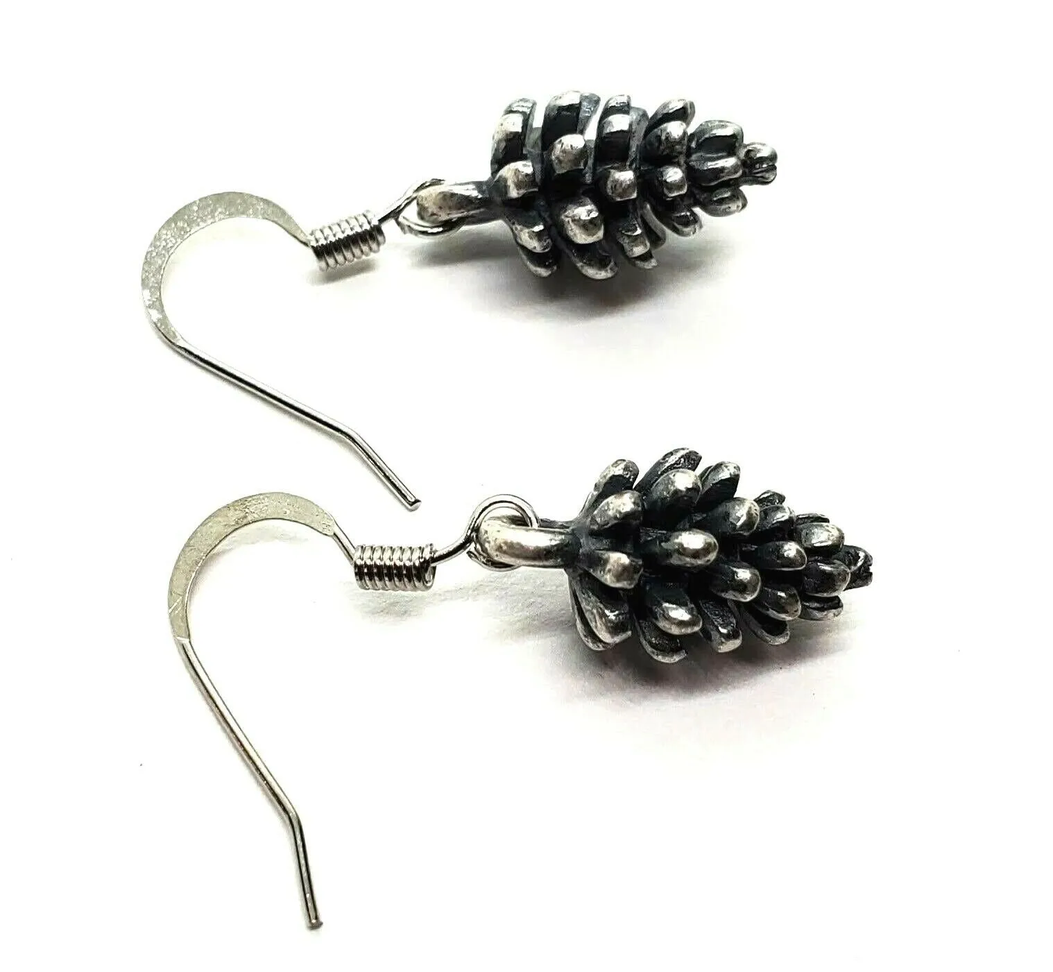 Handmade Oxidized Silver Pinecone Earrings