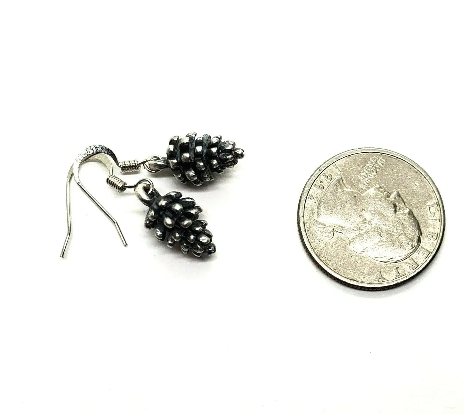 Handmade Oxidized Silver Pinecone Earrings