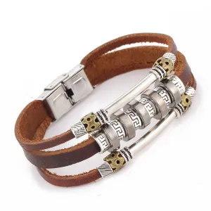 Handmade Retro Leather Woven Charm Rock Bracelet Men Vintage Braided Bangles Love Men Jewelry pulseira feminina