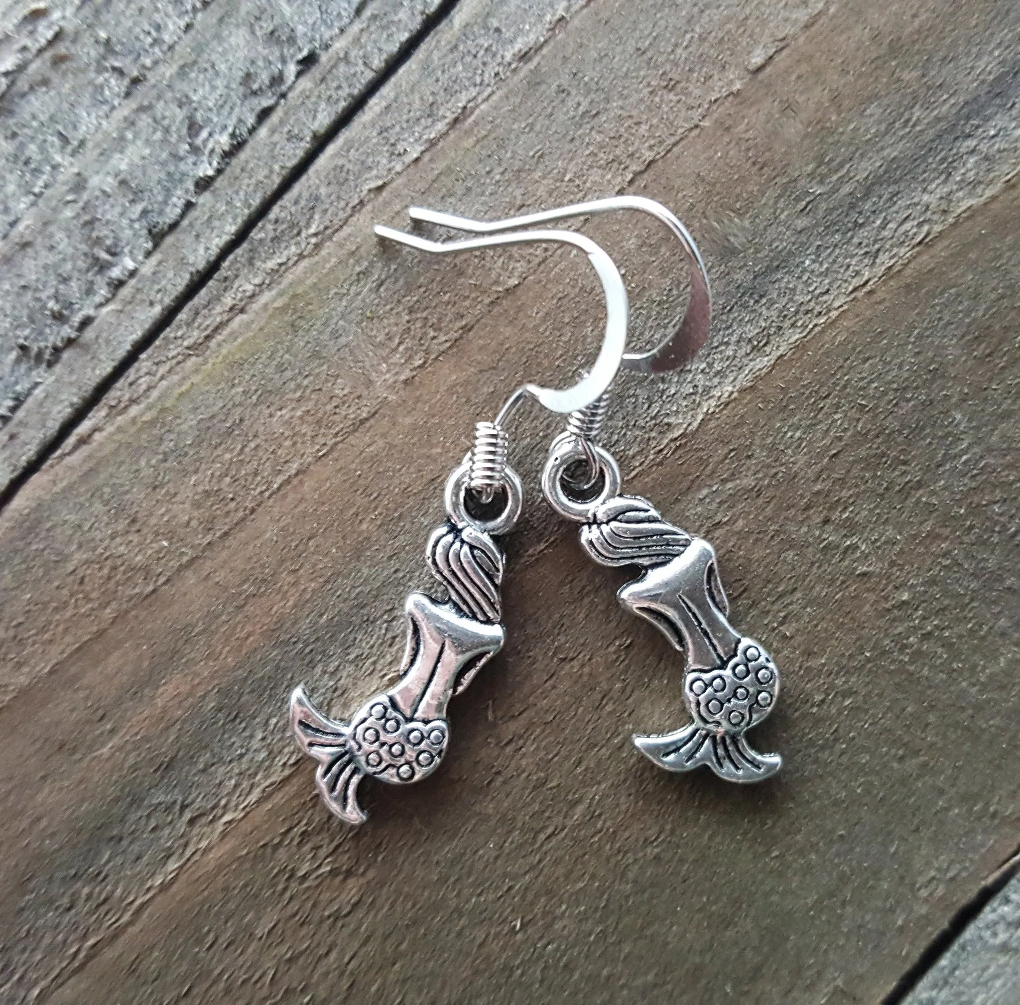 Handmade Silver Mermaid Siren Earrings