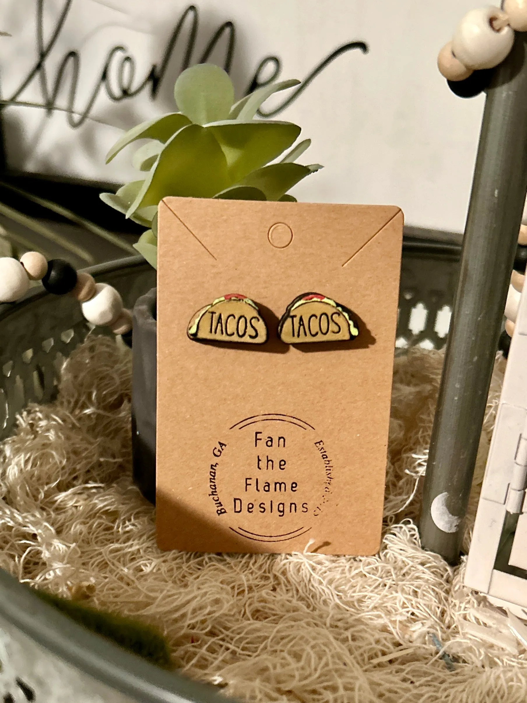 Handmade Taco Dangle & Stud Earrings