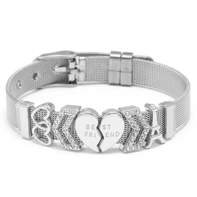 Heart Anchor Charm Bracelet Bangle