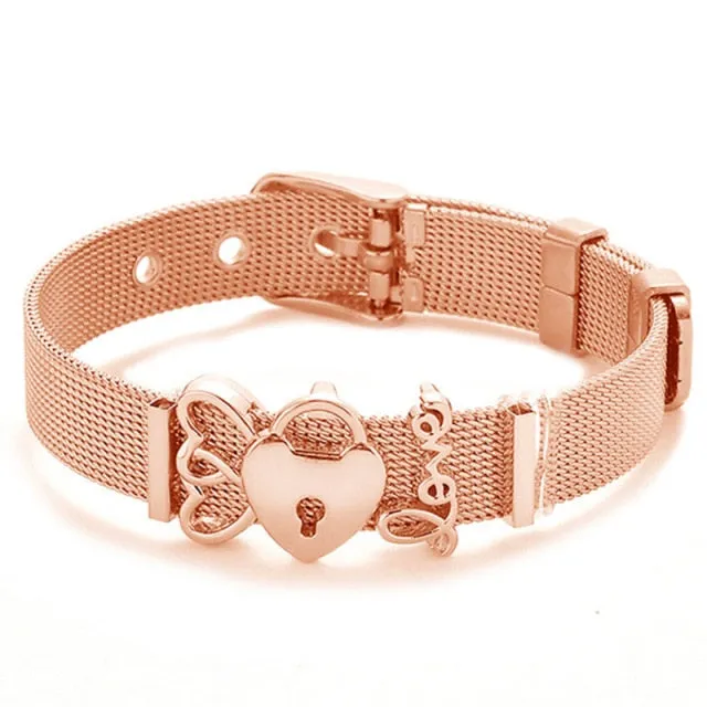 Heart Anchor Charm Bracelet Bangle