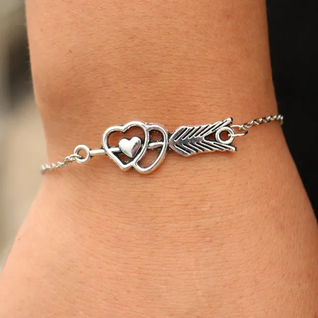 Hot Vintage Jewelry Charm Bracelets For Men Women Bangle Cross Heart Handcuff Bird Love Peace Eye Link Wrap Chain Bracelet Gift