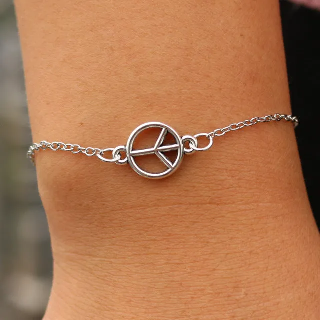 Hot Vintage Jewelry Charm Bracelets For Men Women Bangle Cross Heart Handcuff Bird Love Peace Eye Link Wrap Chain Bracelet Gift